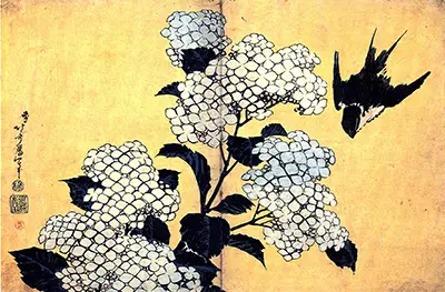 Hydrangea and Swallow Hokusai
